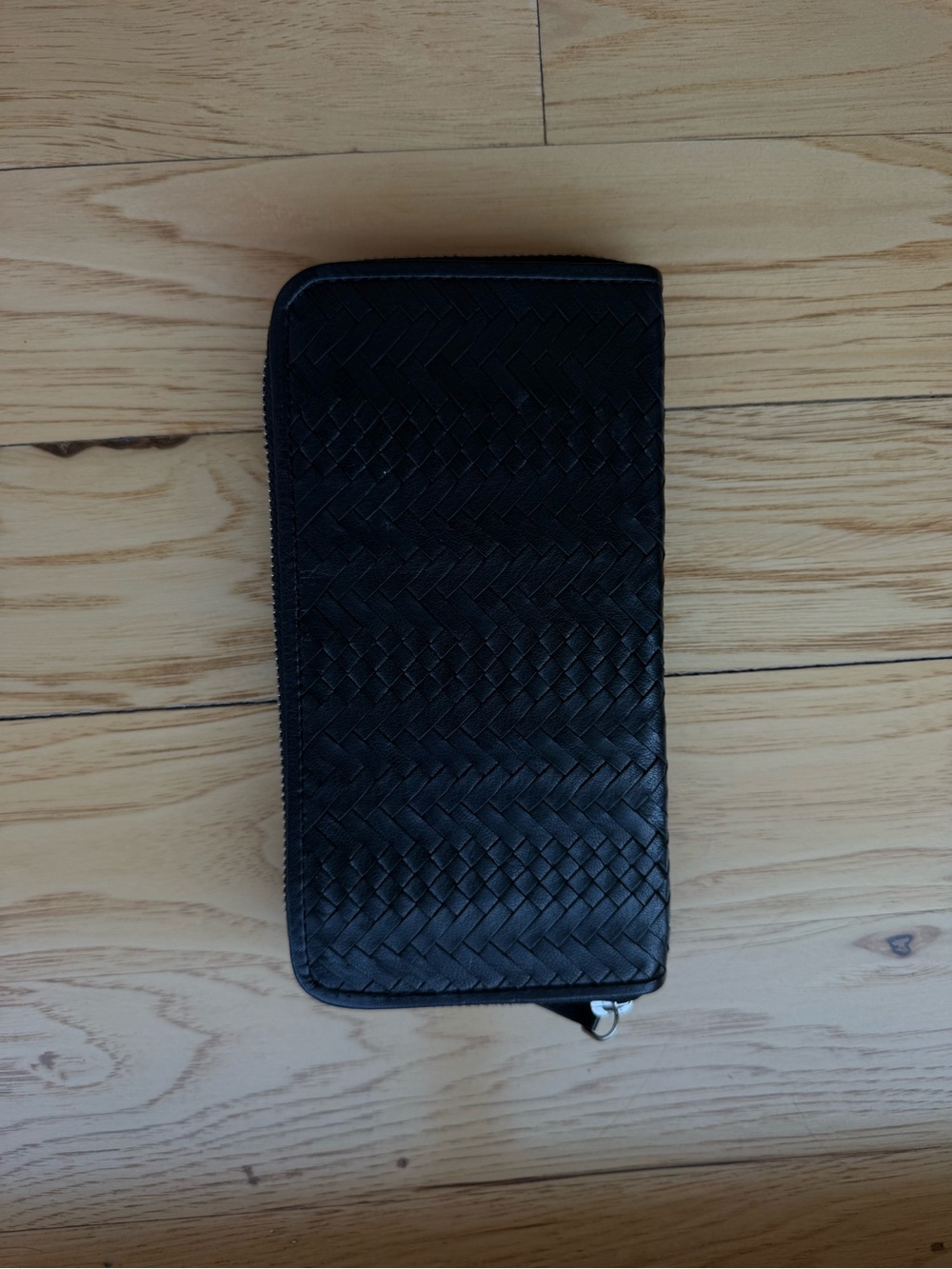 Carbon 2 Cobalt Genuine Leather Woven Zip Wallet